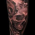 Tattoos - Black and Grey Realistic Skull - 104060